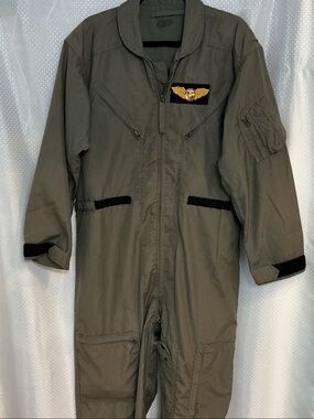 Military-Style Olive Green Flight Coverall Jacket - Unbranded